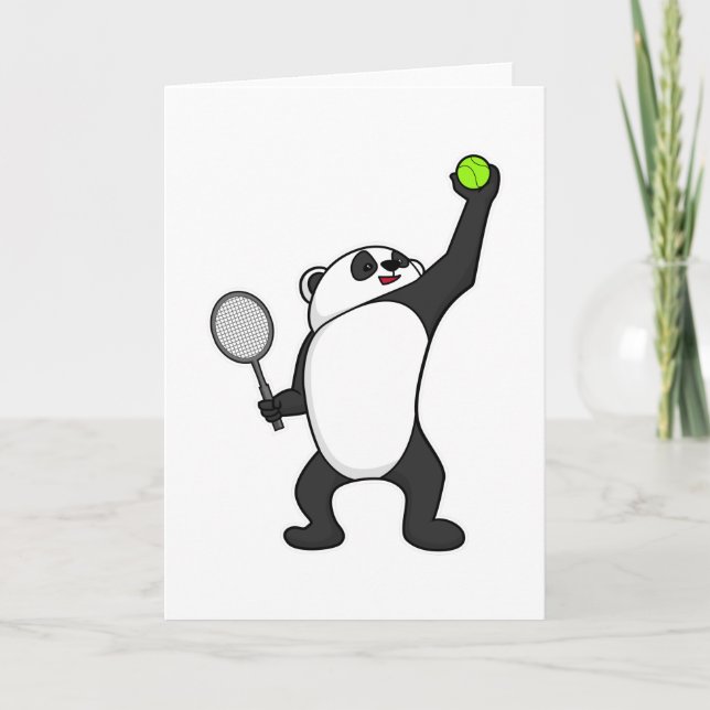 Tarjeta Panda en tenis con raqueta de tenis (Anverso)