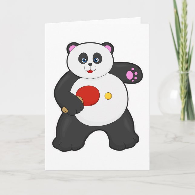 Tarjeta Panda en tenis de mesa con raqueta de tenis de mes (Anverso)