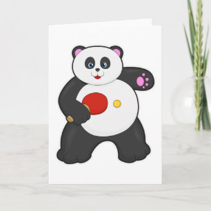 Tarjeta Panda en tenis de mesa con raqueta de tenis de mes