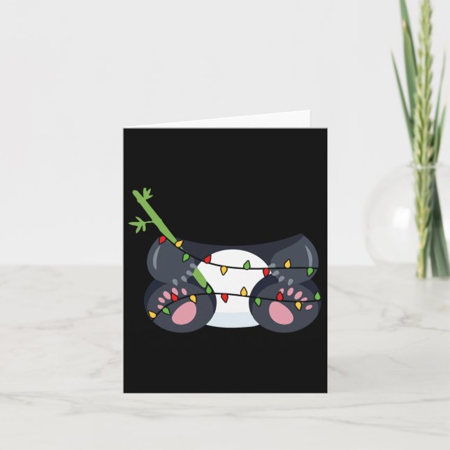 Tarjeta Panda festivo con disfraz de luces Navidades (Anverso)
