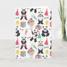 Tarjeta Panda Fiesta - Patrón de cumpleaños