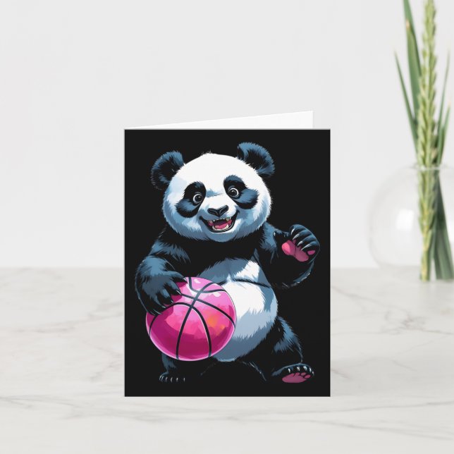 Tarjeta Panda Hoops - Pegatina Cute Básquetbol (Anverso)