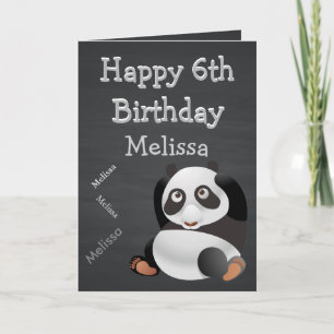 Tarjeta Panda Nombre Personalizado Kid's Birthday Chalkboa