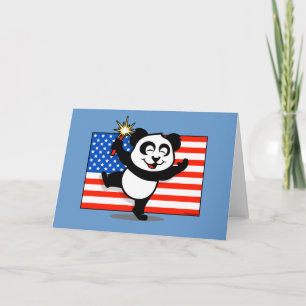 Tarjeta Panda patriótica con la bandera americana