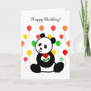 Tarjeta Panda Personalizado y A Heart Flower Birthday