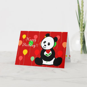 Tarjeta Panda Personalizado y A Heart Flower Birthday