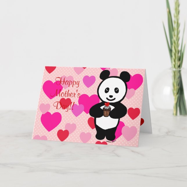 Tarjeta Panda Personalizado y Cupcake Mom (Anverso)