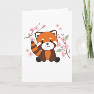 Tarjeta Panda Rojo Animales Dulces Para Kawaii Kawaii