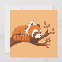 Tarjeta Panda rojo bonito en el árbol