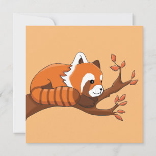 Tarjeta Panda rojo bonito en el árbol