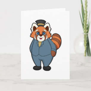 Tarjeta Panda Rojo como Groom con Gorra