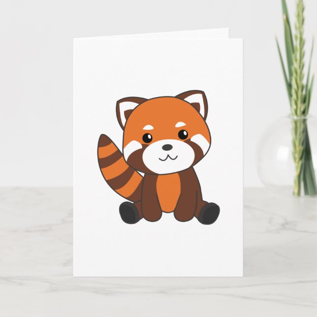 Tarjeta Panda Rojo Corta Animales Para Niños Kawaii (Anverso)