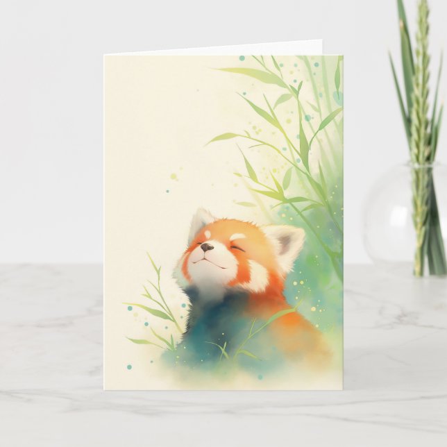 Tarjeta Panda Rojo Paz Feliz (Anverso)