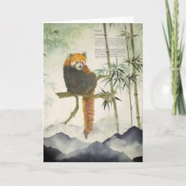 Tarjeta Panda rojo pintado a mano en peligro