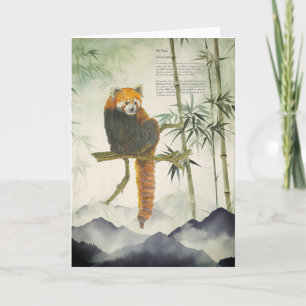 Tarjeta Panda rojo pintado a mano en peligro