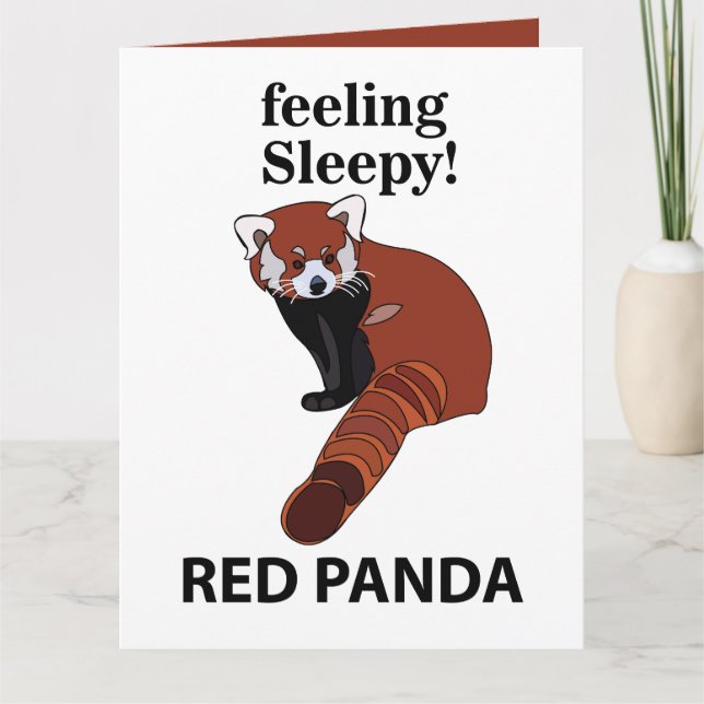 Tarjeta Panda Rojo Sensándose Sleepy Funny Panda Rojo (Anverso)