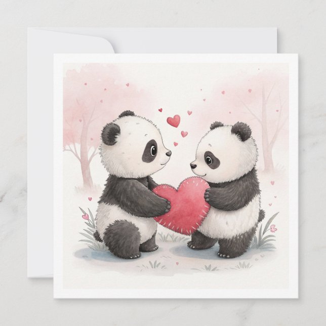 Tarjeta Panda romántica (Anverso)