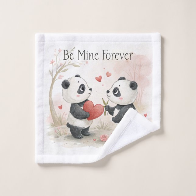 Tarjeta Panda romántica - Sé mía para siempre (Toallita)