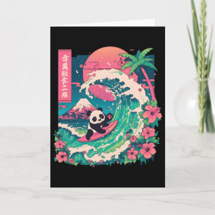 Tarjeta Panda Surfing Ola Japonesa Gran Ola _6