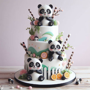 TARJETA PANDA TEMÁTICA BLANCA Y NEGRA DULCE CUMPLEAÑOS