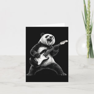 Tarjeta Panda tocando la guitarra estrella de rock rock an