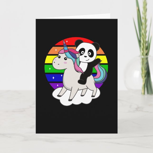 Tarjeta Panda Unicorn Rainbow Animals Pandas Unicorns (Anverso)