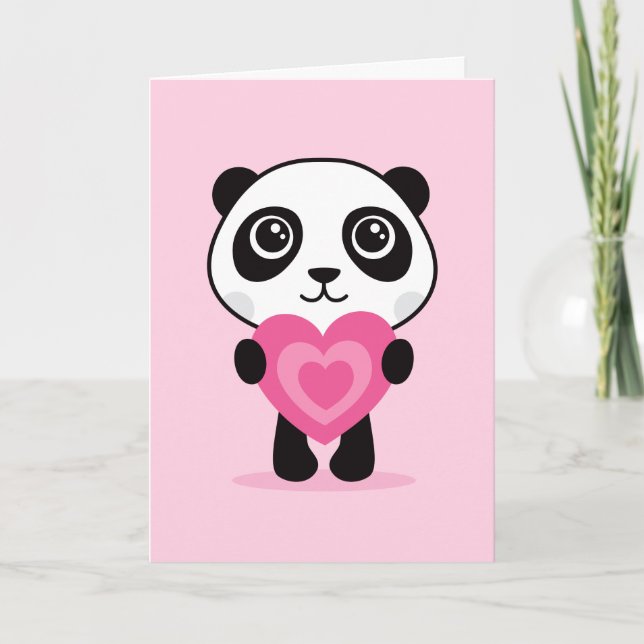 Tarjeta Panda with heart, I love you card (Anverso)
