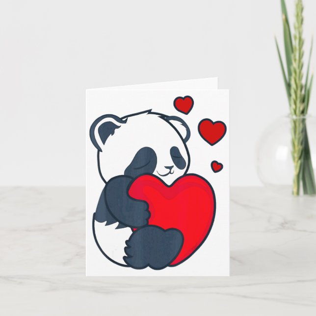 Tarjeta Panda Women Valentines Day Girlfriend Heart  (Anverso)