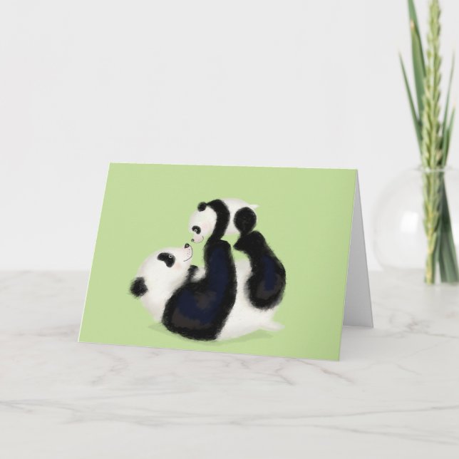 Tarjeta Panda y cachorro Motherhood Sunday Card (Anverso)