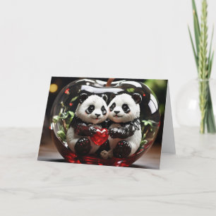 Tarjeta Pandas en Corazón de Cristal
