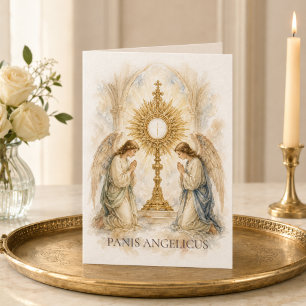 Tarjeta Panis Angelicus Pan de los Ángeles Eucaristía cató