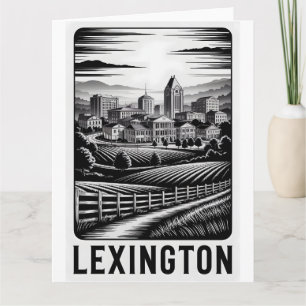 Tarjeta Panorama de Lexington Kentucky en negro y blanco e