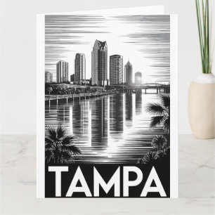 Tarjeta Panorama de Tampa Florida en negro y blanco estilo