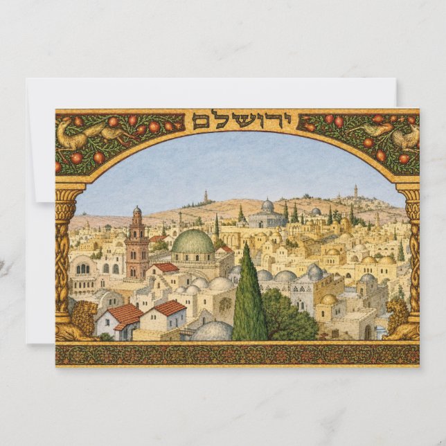 Tarjeta Panorama Vintage de Jerusalén (Anverso)