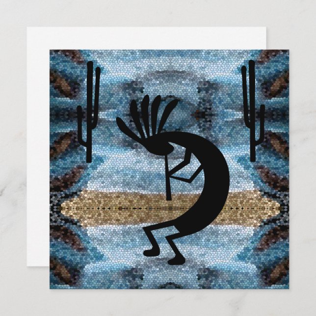 Tarjeta panorámica azul del desierto Moasic de Kok (Anverso / Reverso)