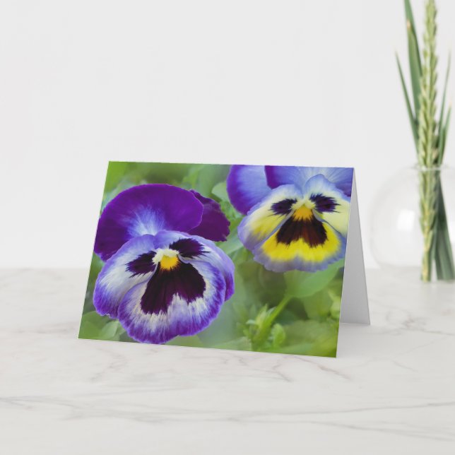 Tarjeta Pansies azules (Anverso)