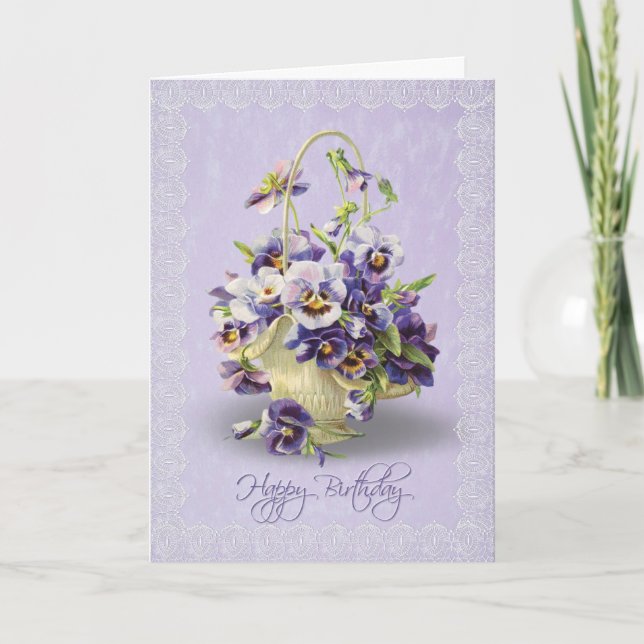 Tarjeta Pansies de cumpleaños (Anverso)