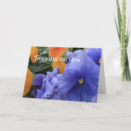 Tarjeta Pansies púrpura y Naranja con Floral Verde Foto 48
