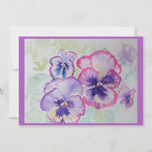 Tarjeta Pansies rosados Perfectos Copos de color de agua m