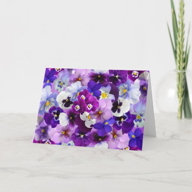Tarjeta Pansies Spring Flowers Blank Greet Card (Anverso)