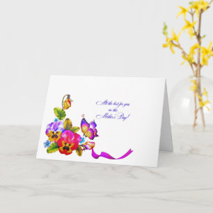 Tarjeta Pansies y el Día de la Madre Mariposa