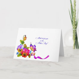 Tarjeta Pansies y el Día de la Madre Mariposa