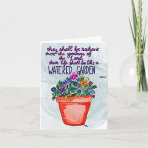 Tarjeta Pansy Flower Pot Motivador Verso de la Biblia