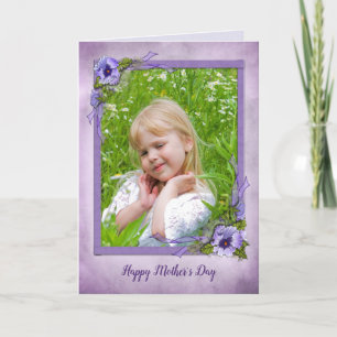 Tarjeta Pansy Photo frame para el Día de la Madre