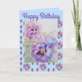 Tarjeta Pansy Viola Violas Violeta Floral Morada Acuarela