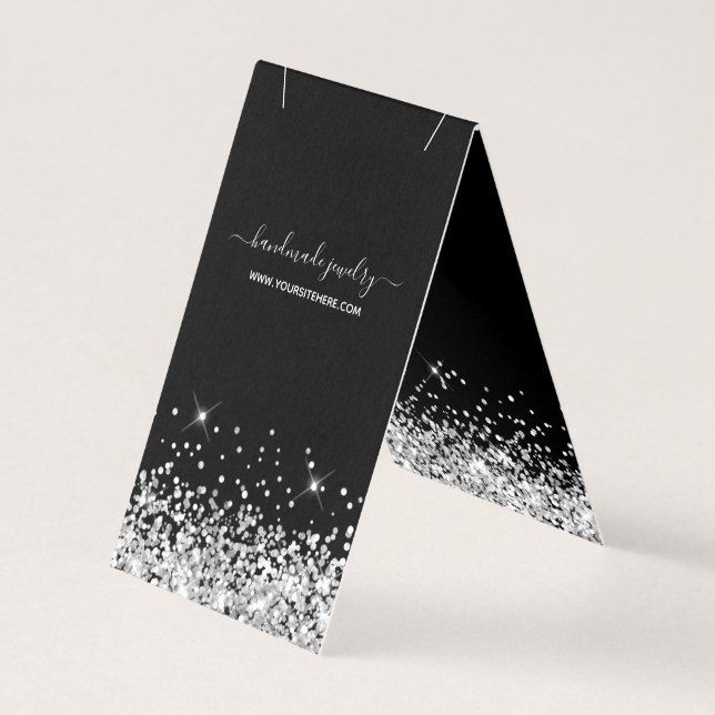 Tarjeta Pantalla de collar de Purpurina negro y plateado (Anverso)