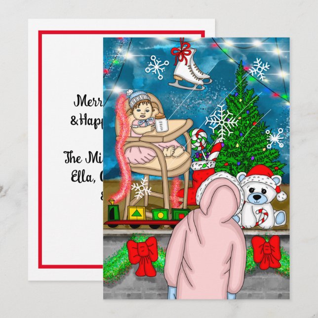 Tarjeta Pantalla de la ventana Navidades nostálgicos dibuj (Anverso / Reverso)