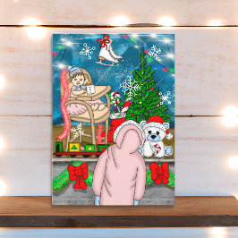 Tarjeta Pantalla de la ventana Navidades nostálgicos dibuj