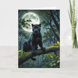 Tarjeta Pantera Negra De Cumpleaños A La Luz De La Luna