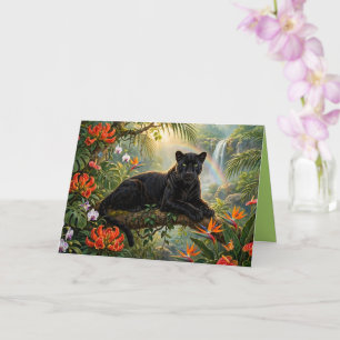 Tarjeta Pantera Negra Flores de Jungla de Kenia Cascada